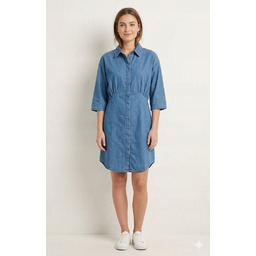 MINUS JEANSOWA SUKIENKA PROSTA Z KOŁNIERZYKIEM I RĘKAWEM