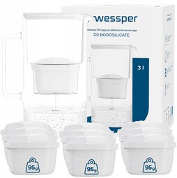Dzbanek filtrujący szklany Wessper aquamax 3l 10x Filtr