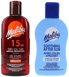 Malibu, Suchy Olejek W Żelu SPF15, 200ml +