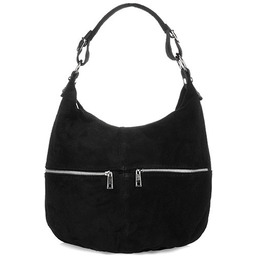 CZARNA VERA PELLE ZAMSZOWA TOREBKA A4 SKÓRZANA WOREK