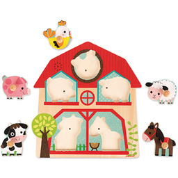 Janod drewniane puzzle dźwiękowe mieszkańcy farmy