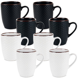 Kubki ceramiczne białe czarne 400 ml 8 szt.