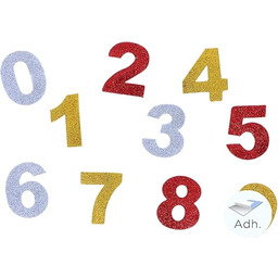 INNSPIRO Numery 0-9 guma EVA klej z brokatem