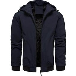 Kurtka męska przejściowa z odpinanym kapturem granatowa Recea