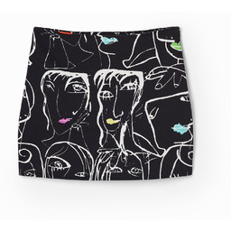 Spódnica mini slim z twarzami