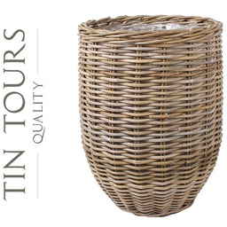 WYSOKI OKRĄGŁY KOSZ Z RATTANU Z FOLIĄ 40x40x54