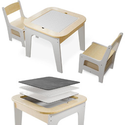 ZESTAW DZIECIĘCY STÓŁ STOLIK STOLICZEK DREWNIANY 2 KRZESŁA