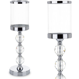 Świecznik metalowy szklany srebrny 41x12x12 169274