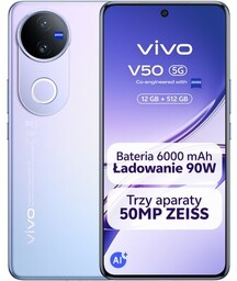 VIVO Smartfon V50 5G 12/512GB 6.77" 120Hz Fioletowy