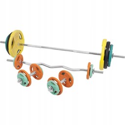 Zestaw 105 kg: sztanga 2 hantle (zestaw gumowany,
