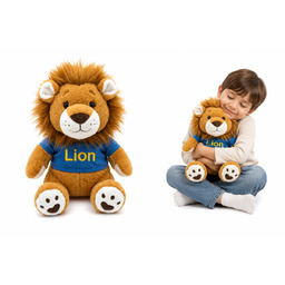 Pluszowy Lew 30 Cm W Niebieskiej Koszulce Lion