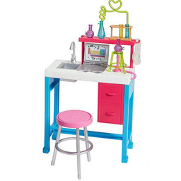 Barbie Kariera, mebelki dla lalek- laboratorium naukowe, zestaw