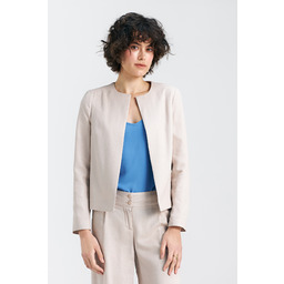 Beżowy Żakiet Marynarka Damska z Długim Rękawem