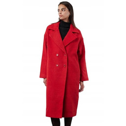 TRENDYOL DWURZĘDOWY CZERWONY PŁASZCZ Z WEŁNĄ Z KLASYCZNYM