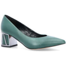 Skórzane czółenka w szpic - KOTYL 5435 ZIELONE