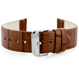 Pasek skórzany do zegarka W57 - ciemnobrązowy -