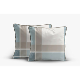 Detexpol Poszewki z perkalu 40x40 niebiesko-beżowe w kratę