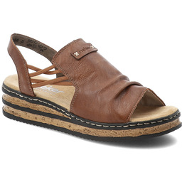 Rieker Sandały damskie, cholewka ze skóry ekologicznej elastyczne