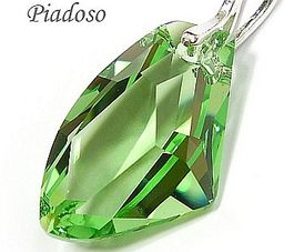 Kryształy Piękny Wisiorek Srebro Zielony