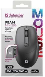 DEFENDER MYSZ FEAM MM-296 RF SILENT CZARNA