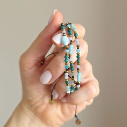 Pakamera Larimar, chryzokola, angelit, amazonit bransoletka