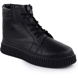 Skórzane botki damskie na platformie czarne T.Sokolski BAY