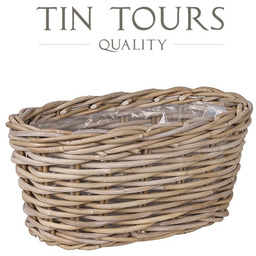 OWALNY KOSZ Z RATTANU Z FOLIĄ 40x20x19 cm