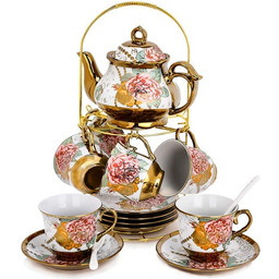 Zestaw Do Herbaty Stojak Dzbanek Serwis Kawowy Prezentowy