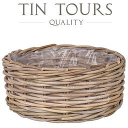 OKRĄGŁY KOSZ Z RATTANU Z FOLIĄ 40x40x17 cm