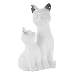 Eurofirany Figurka dekoracyjna Cat 1 15x11x22 Koty biała
