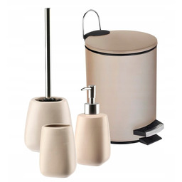 Zestaw komplet łazienkowy 4-elementowy kosz dozownik szczotka kubek
