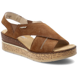 Rieker Sandały damskie, cholewka ze skóry ekologicznej