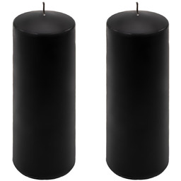 ŚWIECE STOŁOWE CZARNE 2 SZT 20x7,5CM ŚWIECZKI WALCOWE