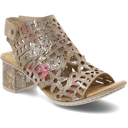 Rieker Sandały damskie, cholewka z materiału z ażurowymi