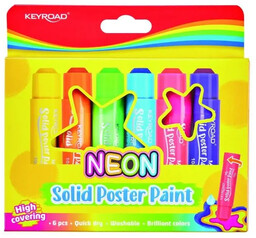 Farby plakatowe w sztyfcie neon 10g 6 kolorów