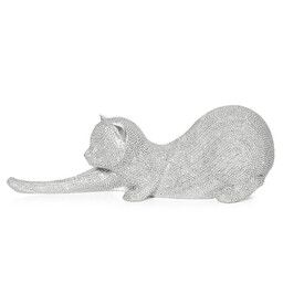 Eurofirany Figurka dekoracyjna Eldo 1 26x9x9 Kot srebrna