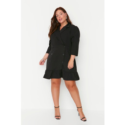 TRENDYOL CZARNA SUKIENKA Z FALBANĄ I RĘKAWEM 3