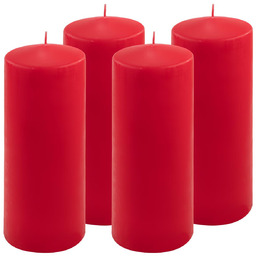 ŚWIECE STOŁOWE CZERWONE 4 SZT 25x10CM ŚWIECZKI WALCOWE