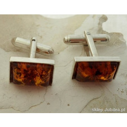 BURSZTYN - srebrne spinki do mankietów