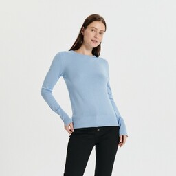 Sinsay - Sweter z ozdobnymi guzikami - Niebieski