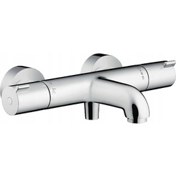 Bateria wannowo-prysznicowa dwuuchwytowa ścienna Hansgrohe Ecostat srebrny