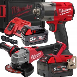 Milwaukee Aku Klucz Udarowy Szlifierka Kątowa 18V 2x5,0Ah