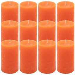 ŚWIECE STOŁOWE POMARAŃCZOWE RUSTYKALNE 12SZT 6,8x11,5 CM ŚWIECZKI