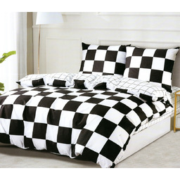 Pościel z satyny bawełnianej dwustronna w szachownicę SBA-084