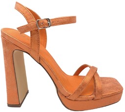 Buty damskie sandały pomarańczowe na słupku Menbur mango
