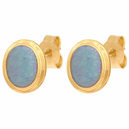Złote kolczyki 585 z naturalnym kamieniem Opal