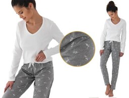 Sensis Piżama damska ROZALIA: ecru/szary melanż