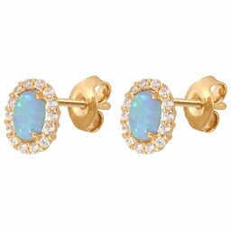 Złote kolczyki 585 z naturalnym kamieniem Opal