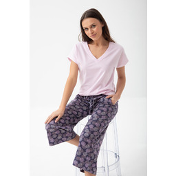 LUNA Piżama damska kod 314 różowa śliwkowe spodnie