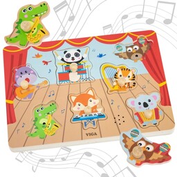 KOLOROWE PUZZLE DŹWIĘKOWE DOPASUJ MUZYKUJĄCE ZWIERZĘTA